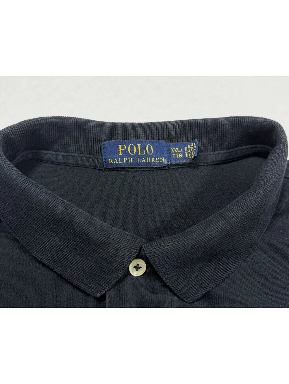 Polo Ralph Lauren Men's Black Solid Cotton Polo Shirt 2XL Classic Fit Golf
